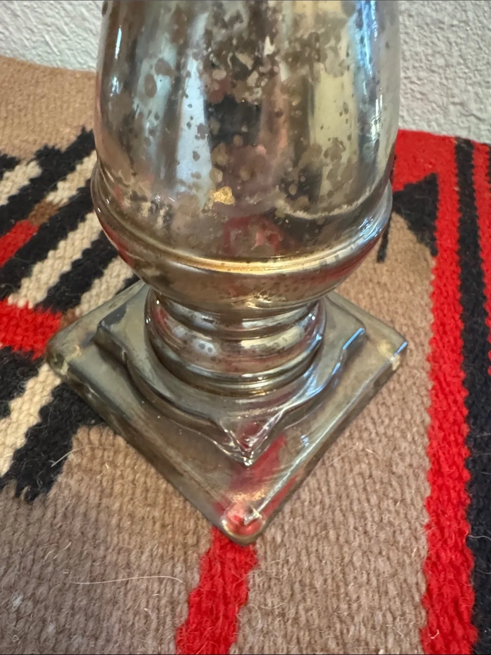 Antique-Style Silver/Gold Mercury Glass Candle Holder
